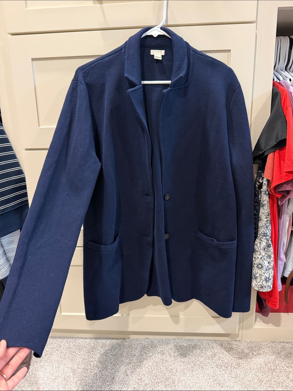 J. Crew Navy Two-Button Knit Blazer
